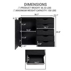 Classeur de bureau à 5 tiroirs avec étagères, classeurs en bois pour le bureau à domicile, classeur mobile latéral.
