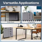 Classeur de bureau à 5 tiroirs avec étagères, classeurs en bois pour le bureau à domicile, classeur mobile latéral.