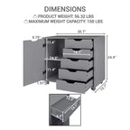 Classeur de bureau à 5 tiroirs avec étagères, classeurs en bois pour le bureau à domicile, classeur mobile latéral.