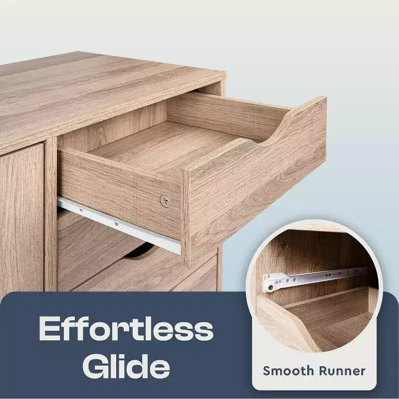 Classeur de bureau à 5 tiroirs avec étagères, classeurs en bois pour le bureau à domicile, classeur mobile latéral.