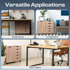 Classeur de bureau à 5 tiroirs avec étagères, classeurs en bois pour le bureau à domicile, classeur mobile latéral.