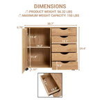 Classeur de bureau à 5 tiroirs avec étagères, classeurs en bois pour le bureau à domicile, classeur mobile latéral.