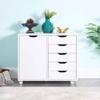 Classeur de bureau à 5 tiroirs avec étagères, classeurs en bois pour le bureau à domicile, classeur mobile latéral.