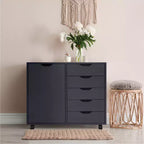 Classeur de bureau à 5 tiroirs avec étagères, classeurs en bois pour le bureau à domicile, classeur mobile latéral.