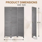 Séparateur de pièce en bois 3/4/6 panneaux 1,75 m, grand paravent, écran de séparation avec persiennes réglables, paravent polyvalent et élégant