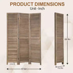 Séparateur de pièce en bois 3/4/6 panneaux 1,75 m, grand paravent, écran de séparation avec persiennes réglables, paravent polyvalent et élégant