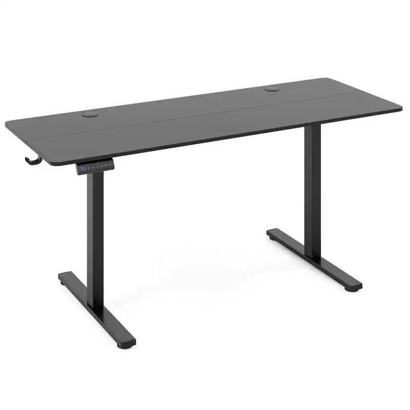Bureau assis-debout 63 x 24 pouces, réglable en hauteur, électrique, couleur bois/marron/blanc