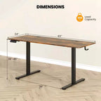 Bureau assis-debout 63 x 24 pouces, réglable en hauteur, électrique, couleur bois/marron/blanc