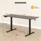 Bureau assis-debout 63 x 24 pouces, réglable en hauteur, électrique, couleur bois/marron/blanc