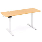 Bureau assis-debout 63 x 24 pouces, réglable en hauteur, électrique, couleur bois/marron/blanc