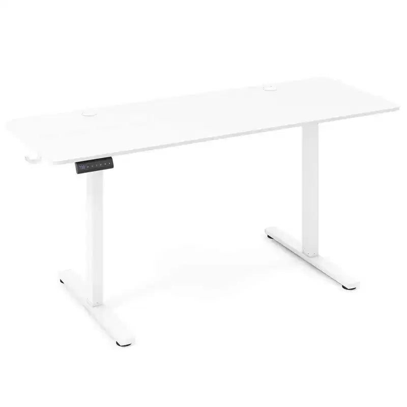 Bureau assis-debout 63 x 24 pouces, réglable en hauteur, électrique, couleur bois/marron/blanc