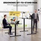 Bureau assis-debout 63 x 24 pouces, réglable en hauteur, électrique, couleur bois/marron/blanc