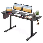 Costway 63 x 24 Inch Sit Stand Desk Height Adjustable Electric Standing Desk Natural/Brown/White
