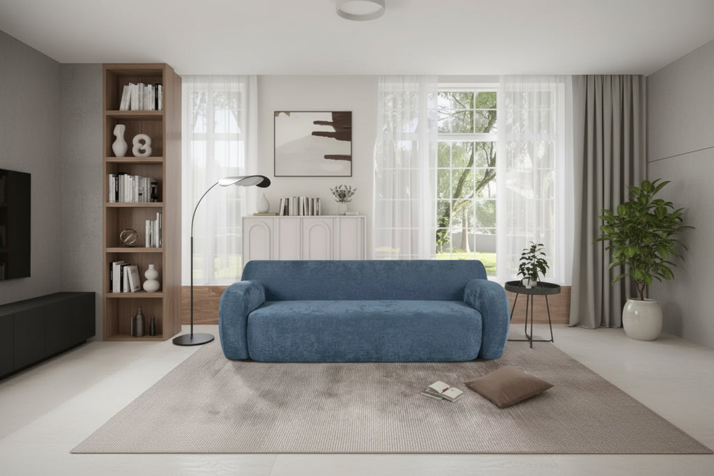 Canapé de compression minimaliste, design incurvé, canapé décontracté 3 places pour salons, chambres et appartements