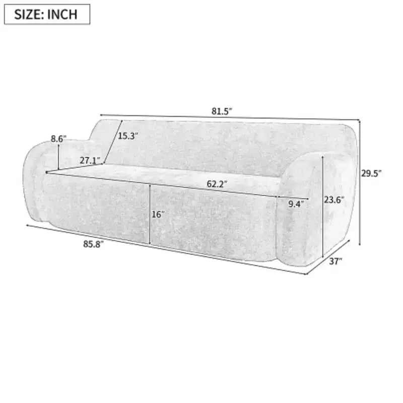 Canapé de compression minimaliste, design incurvé, canapé décontracté 3 places pour salons, chambres et appartements