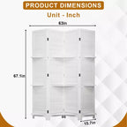 Paravent pliable à 4 panneaux en bois avec 3 étagères astucieuses – Séparateur de pièce portable pour la maison, le bureau ou le salon
