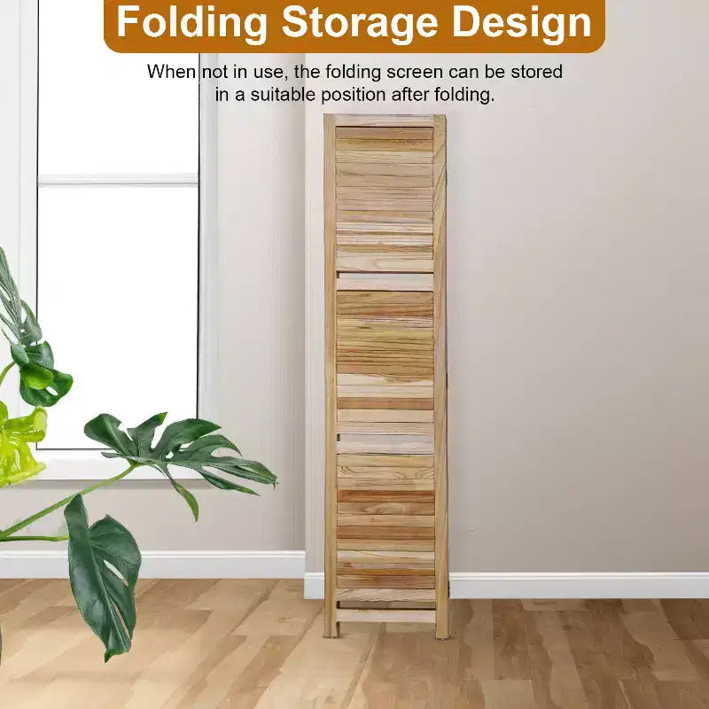Paravent pliable à 4 panneaux en bois avec 3 étagères astucieuses – Séparateur de pièce portable pour la maison, le bureau ou le salon