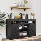 Meuble TV de style rustique avec porte de grange coulissante pour téléviseurs jusqu'à 65''+, meuble de divertissement de 86 cm de haut pour chambre, salon