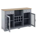 Buffet de ferme moderne, bahut avec 2 tiroirs et élégantes armoires vitrées, casier à vin et verres, bar à café pour cuisine