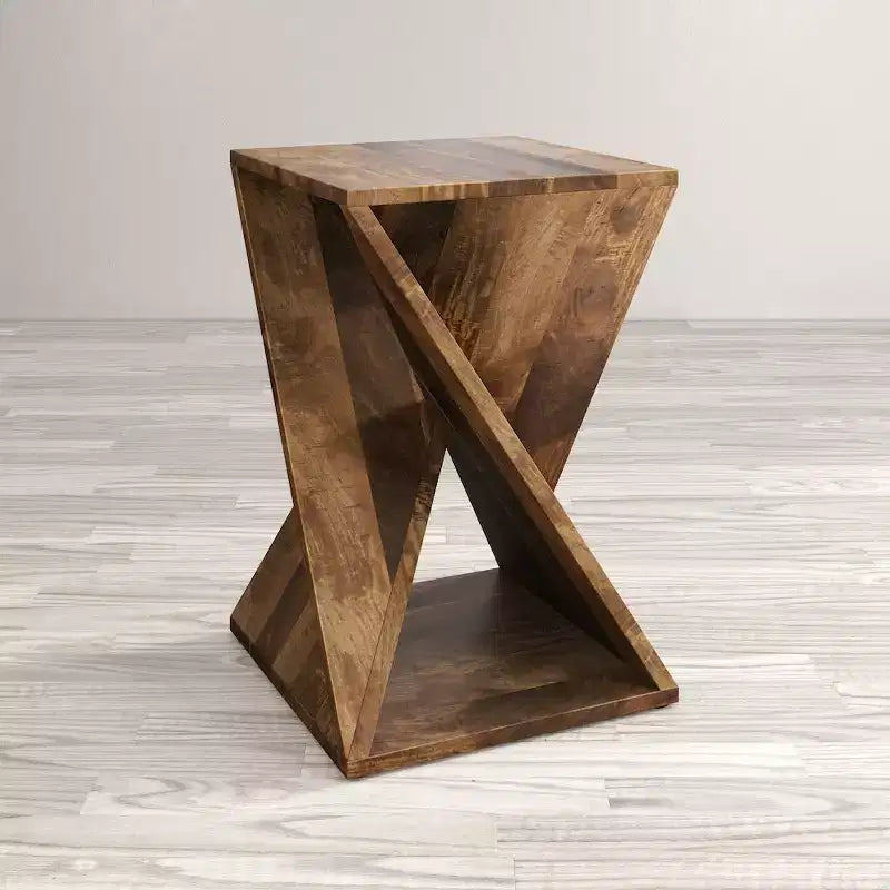 Table moderne inclinée en bois de manguier massif – Doré