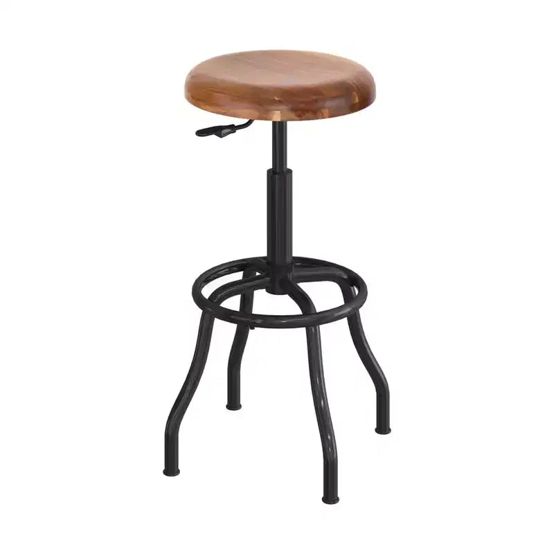 Seville Classics Acacia Wood Top Pneumatic Adjustable Work Stool