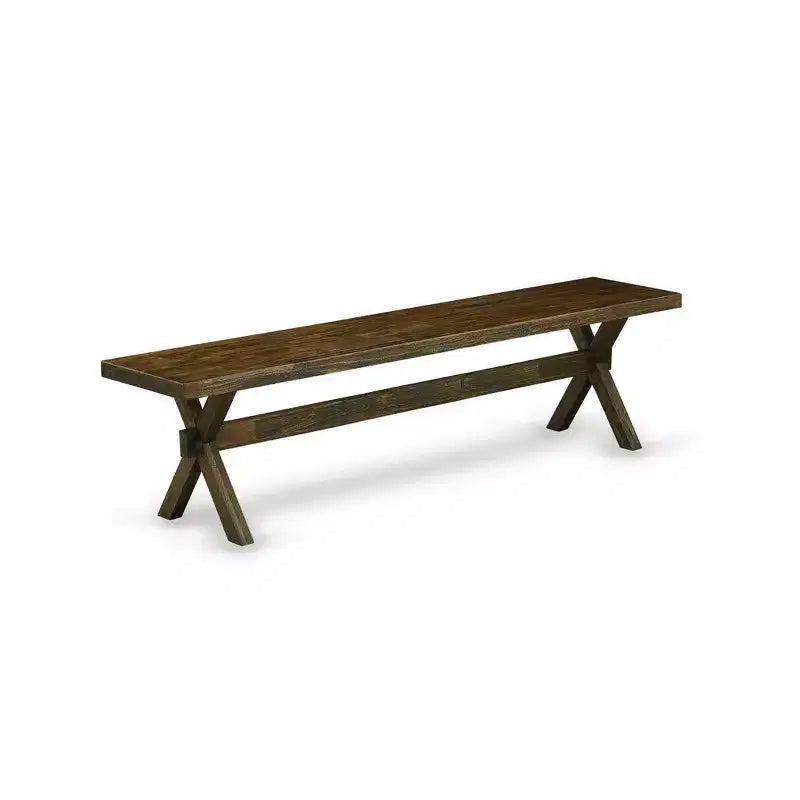 HomeStock X-Style Modern Dining Room Bench with Wooden Seat, 72x15x18 Inch, Espresso