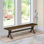 Banc de salle à manger moderne de style X avec assise en bois, 72x15x18 pouces, Espresso