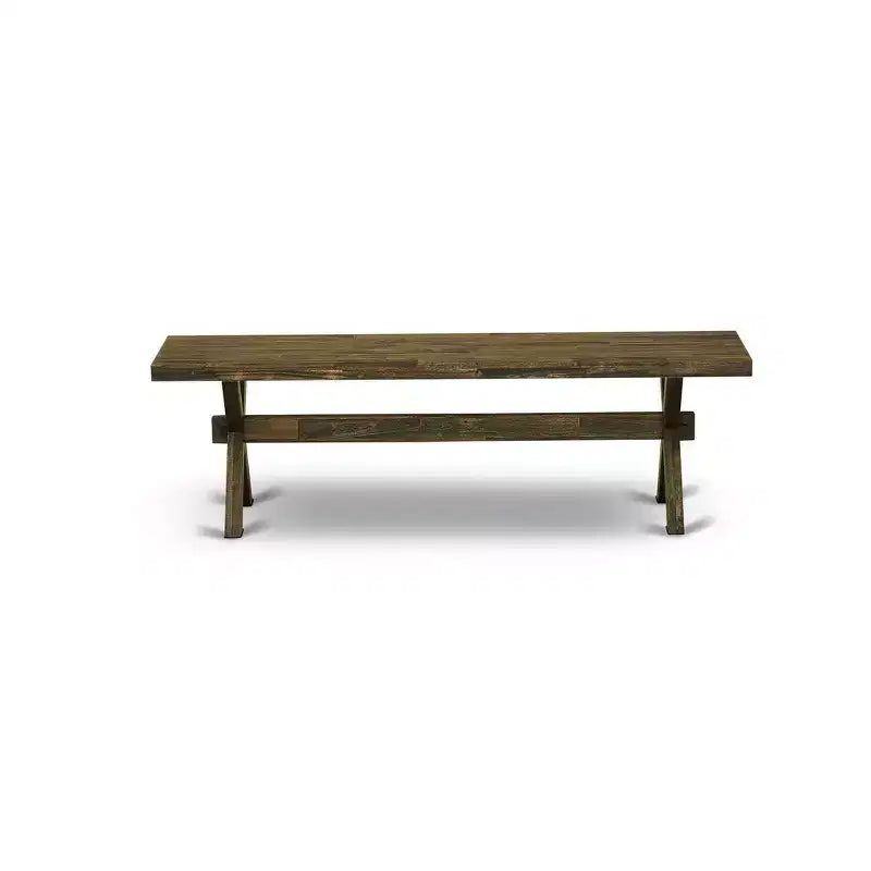 Banc de salle à manger moderne de style X avec assise en bois, 72x15x18 pouces, Espresso