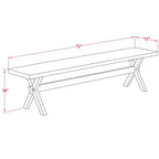 Banc de salle à manger moderne de style X avec assise en bois, 72x15x18 pouces, Espresso