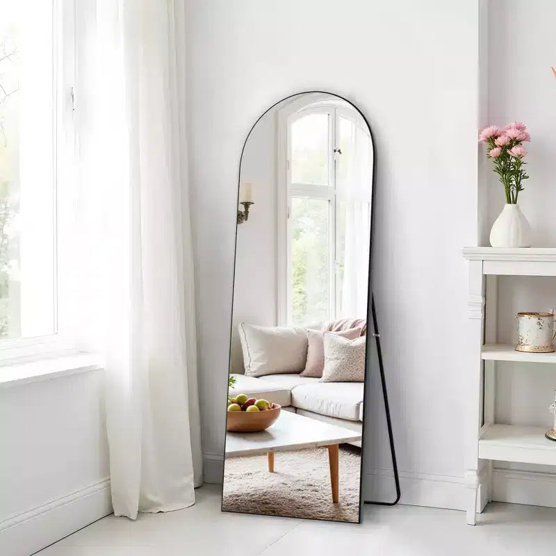 PexFix 71x31 Arch Solid Wood Full Length Mirror Floor Mirror in Black