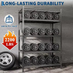 Étagère de garage métallique robuste à 5 niveaux, capacité de 1000 kg - Réglable pour rangement, garage et sous-sol