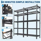 Étagère de garage métallique robuste à 5 niveaux, capacité de 1000 kg - Réglable pour rangement, garage et sous-sol