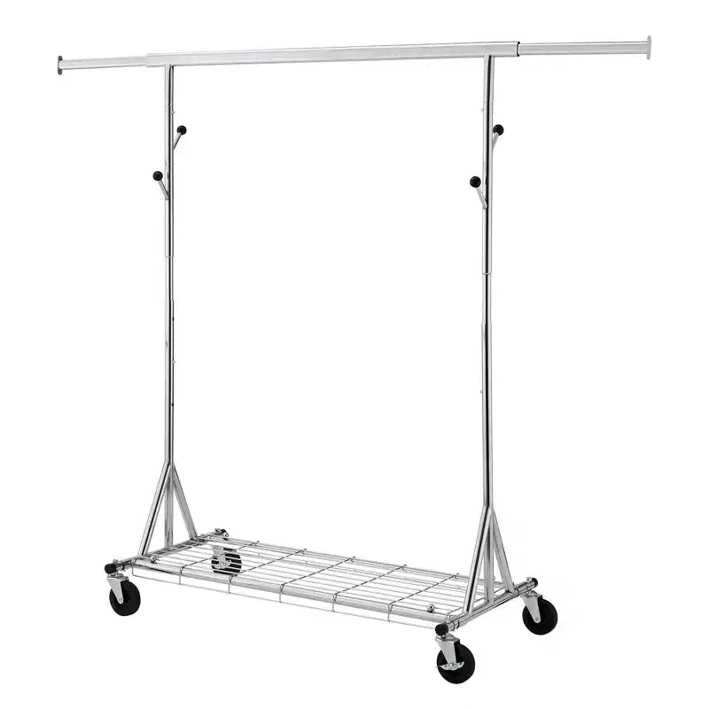 VIYET 68 600LBS Heavy-Duty Rolling Clothes Rack, Collapsible Iron Commercial Garment Rack (Portable Hanger for Bedroom)