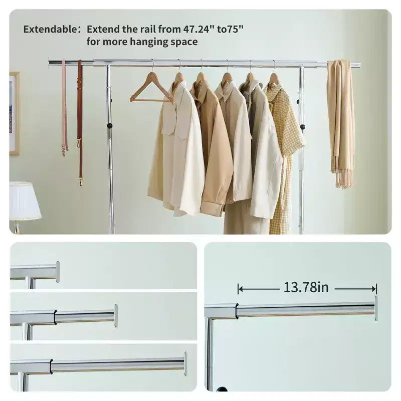 Portant à Vêtements Roulant Robuste de 68 600 lb, Penderie Commerciale Pliable en Fer (Cintres Portables pour Chambre)