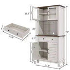 72 Meuble de cuisine et de bar avec support pour micro-ondes - Grande huche avec portes vitrées et tiroirs pour salon, salle à manger