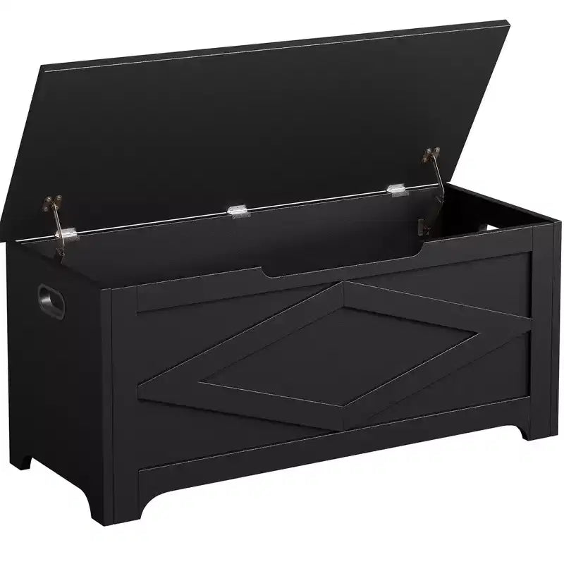 Storage Chest, Storage Bench with Safety Hinge, Farmhouse Style Wooden Trunk for Entryway, Bedroom, Living Room