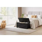 Coffre de rangement, Banc de rangement avec charnière de sécurité, Coffre en bois de style rustique pour entrée, chambre, salon