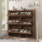 Shoe Cabinet with 6 Flip Drawers, Wooden Shoe Organizer Cabinet with Adjustable Shelf, Shoe Storage for Entryway, for Hallway, Living Room
