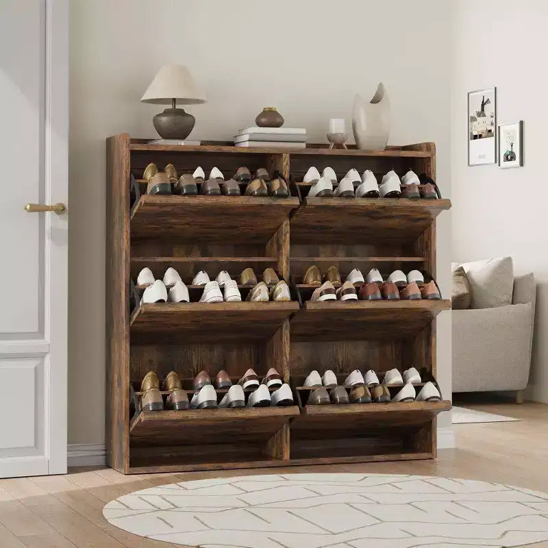 Meuble à chaussures avec 6 tiroirs à abattant, meuble de rangement pour chaussures en bois avec étagère réglable, rangement à chaussures pour l'entrée, le couloir, le salon