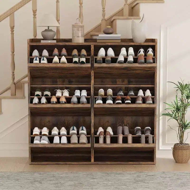 Meuble à chaussures avec 6 tiroirs à abattant, meuble de rangement pour chaussures en bois avec étagère réglable, rangement à chaussures pour l'entrée, le couloir, le salon
