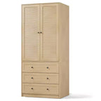 Armoire de rangement avec tiroirs, armoire en bois de 176,5 cm avec tringle de suspension, placard de rangement à 2 portes pour chambre à coucher