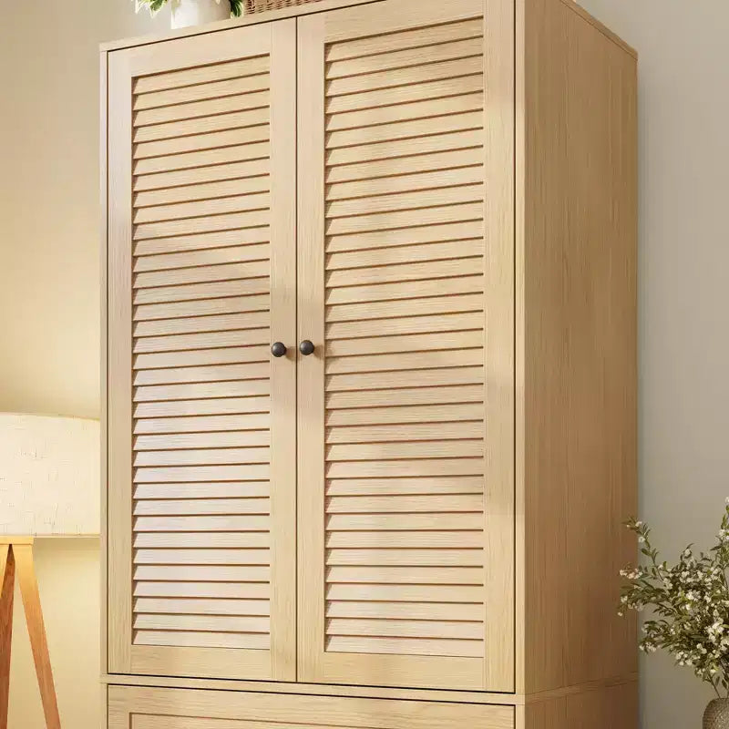 Armoire de rangement avec tiroirs, armoire en bois de 176,5 cm avec tringle de suspension, placard de rangement à 2 portes pour chambre à coucher