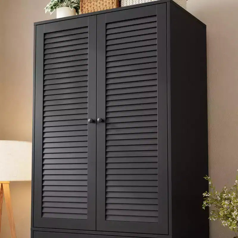 Armoire de rangement avec tiroirs, armoire en bois de 176,5 cm avec tringle de suspension, placard de rangement à 2 portes pour chambre à coucher