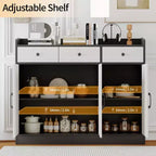 Buffet de 119,4 cm – Étagères réglables, Armoire en bois avec 3 tiroirs – Table de buffet moderne pour bar à café pour salon, entrée