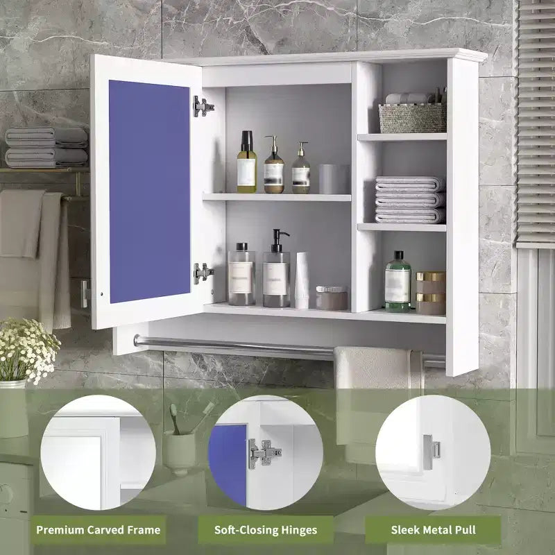 Armoire de toilette murale de 36 po avec porte miroir et porte-serviettes