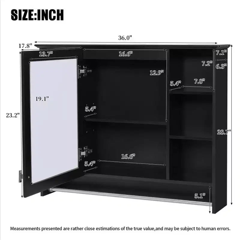 Armoire de toilette murale de 36 po avec porte miroir et porte-serviettes