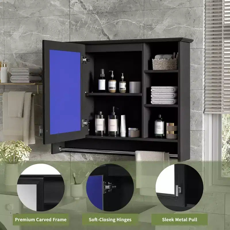 Armoire de toilette murale de 36 po avec porte miroir et porte-serviettes
