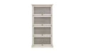 VIYET 63 4-Tier Glass Display Cabinet, White MDF+Tempered Glass Curio Cabinet (Flip-up Doors for Collectibles/Toys/Books)