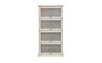 VIYET 63 4-Tier Glass Display Cabinet, White MDF+Tempered Glass Curio Cabinet (Flip-up Doors for Collectibles/Toys/Books)