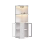 Meuble Bar d'Angle avec Porte-Verres, Armoire à Vin de Ferme Haute de 170 cm avec Prise Électrique, Meuble Présentoir à Liqueurs en Bois pour Salle à Manger et Cuisine